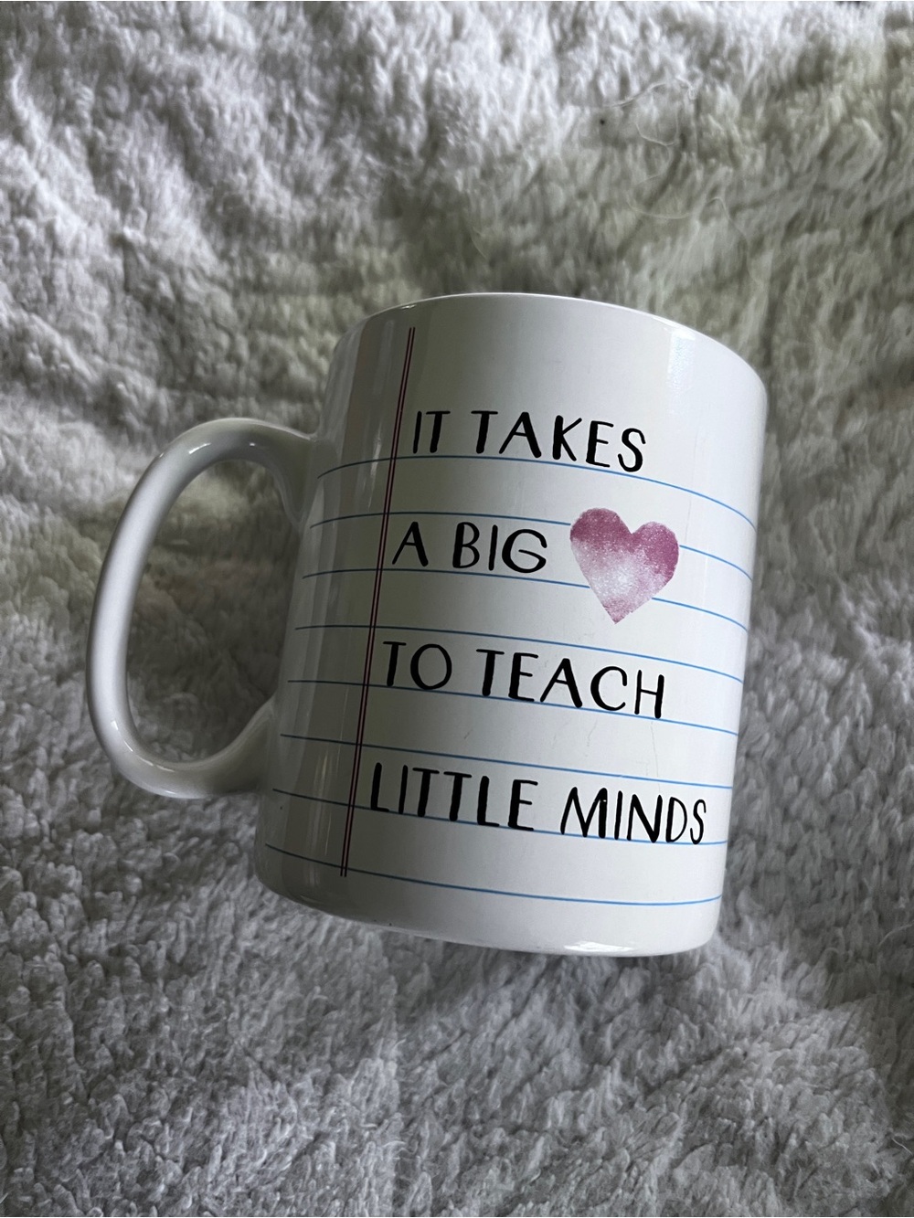 Oversized Teacher Mug wPink Heart - 'It Takes A Big Heart to Teach Little Minds'